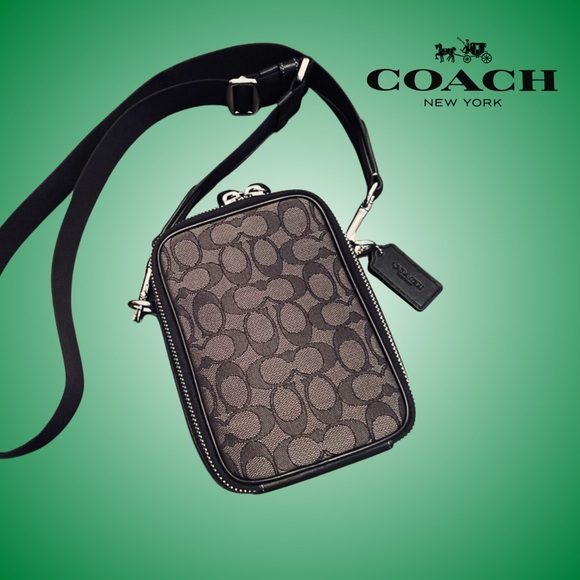 Coach Black Belt Bag in Signature Monogram Jacquard - Picture 1 of 11